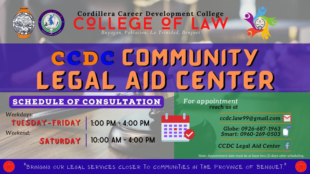 The CCDC Community Legal Aid Center Cordillera Career Development College