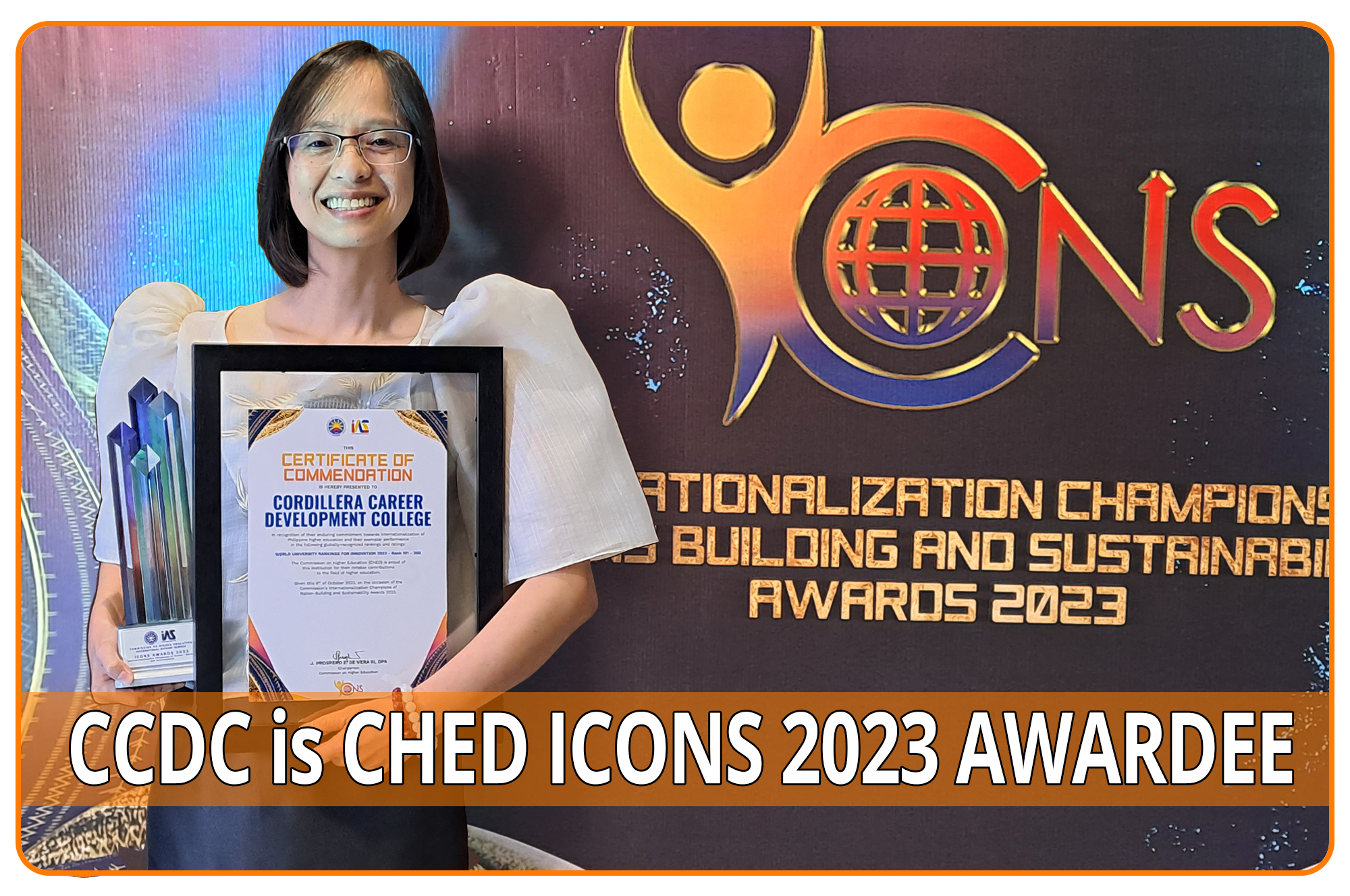 CCDC is CHED ICONS 2023 Awardee Cordillera Career Development College